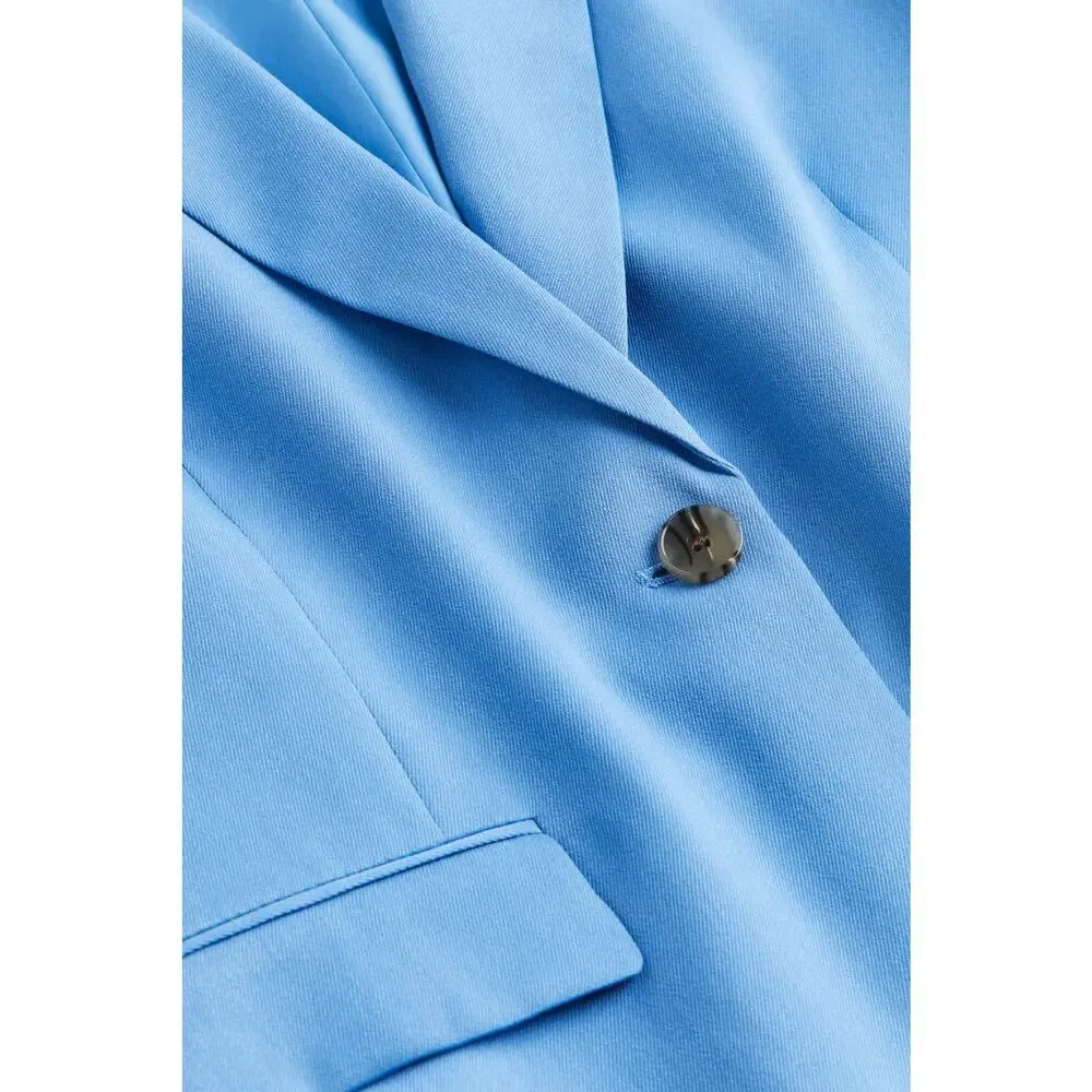 H&M‎ Womens Single Breasted Twill Blazer Jacket Sky Blue Size XS NEW